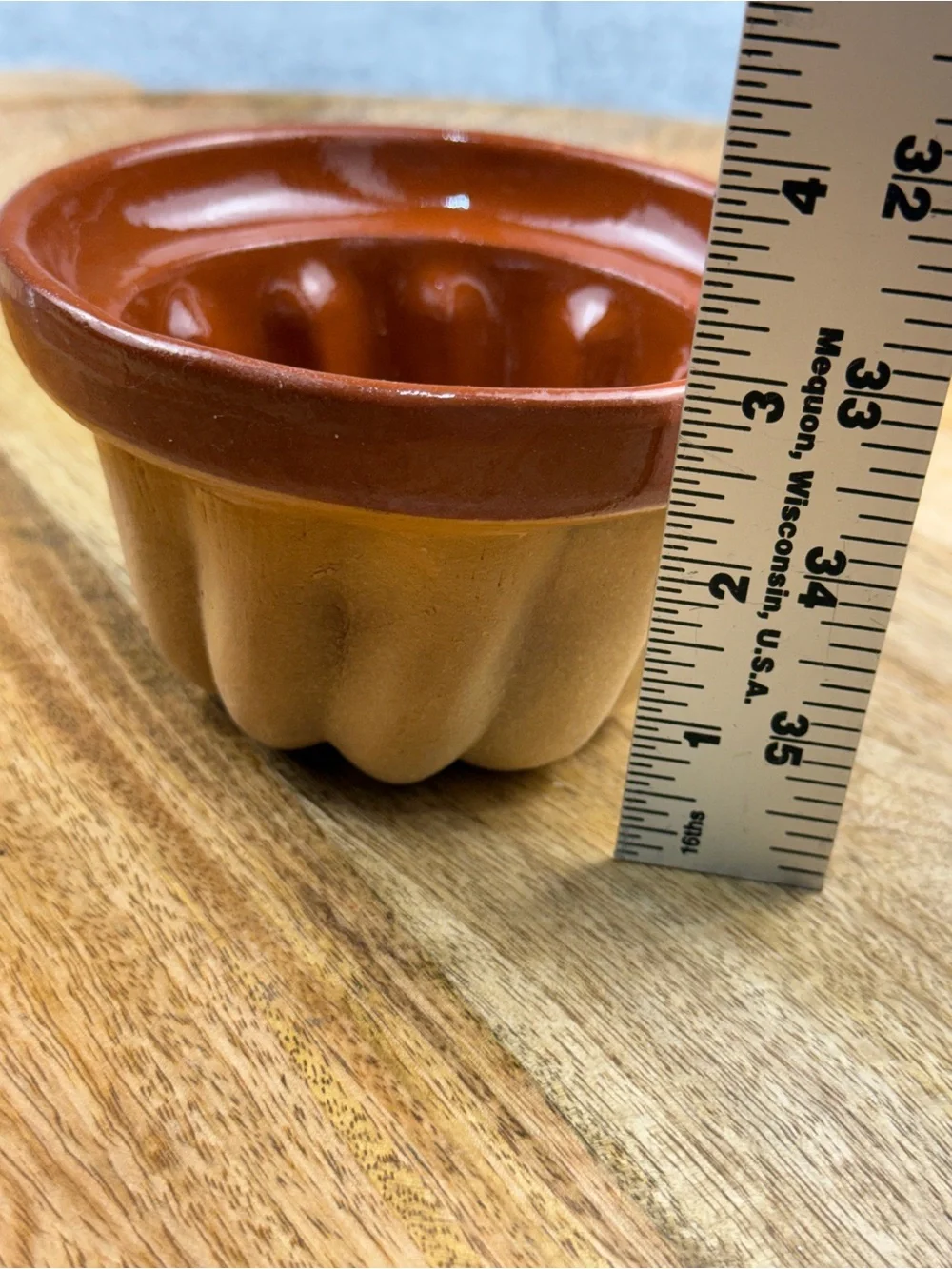 Vintage Terracotta Gugelhupf Mini Bundt Mold Brown Glazed Pottery